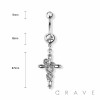 SNAKE CROSS 316L SURGICAL STEEL NAVAL BELLY RING